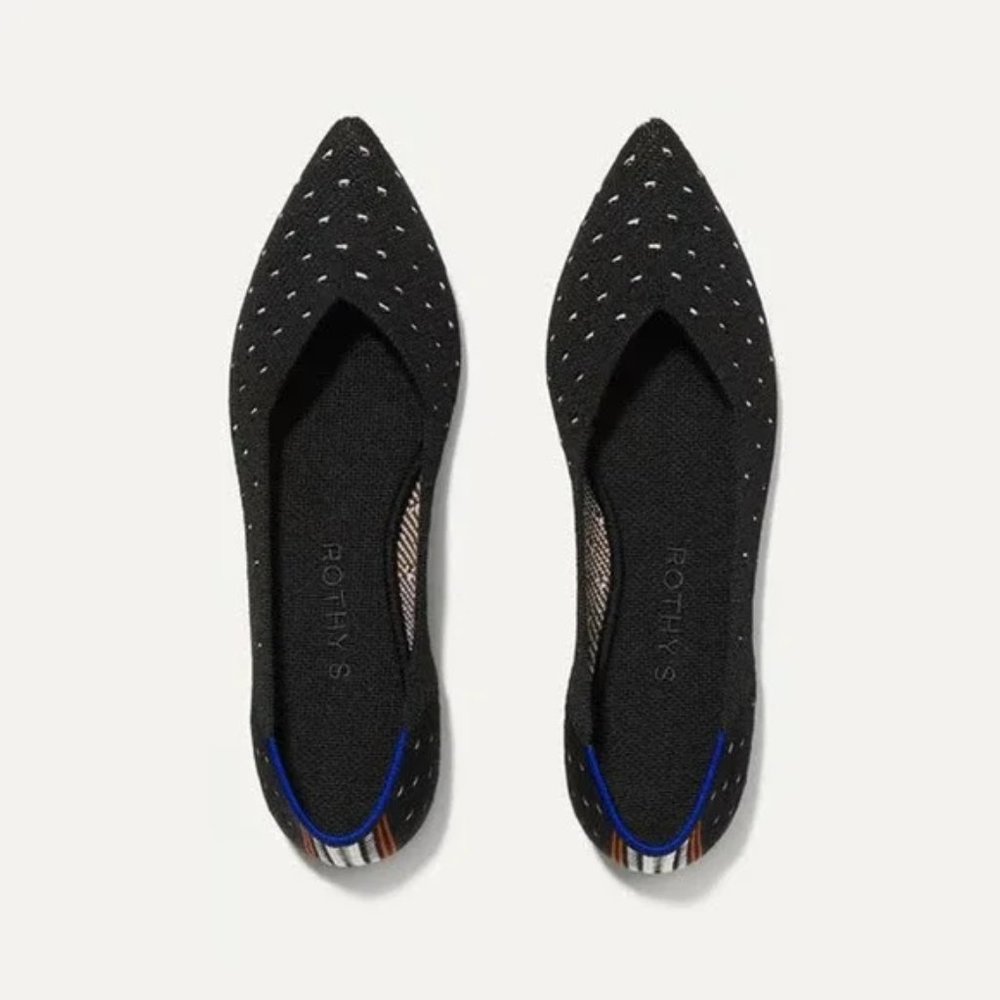 Rothy’s "The Point" flat in Ivory Dot 10.5